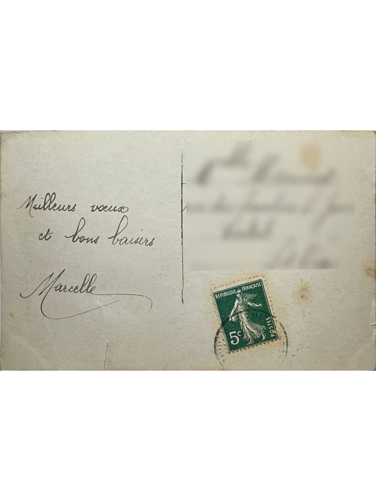 Verso de la carte postale