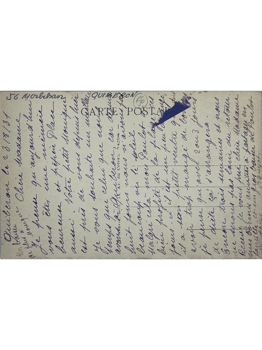Verso de la carte postale