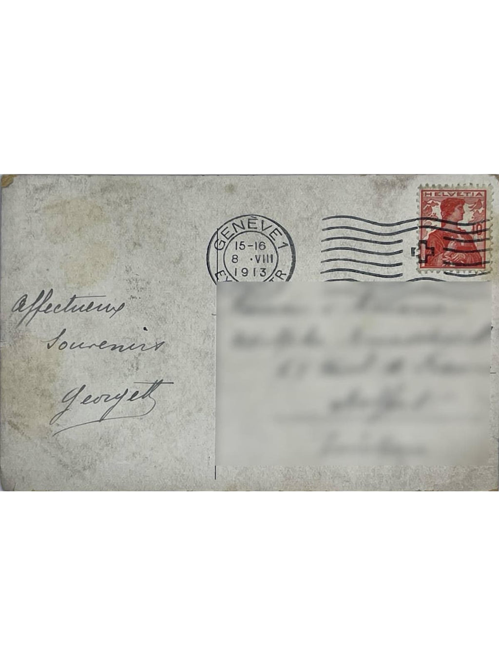 Verso de la carte postale