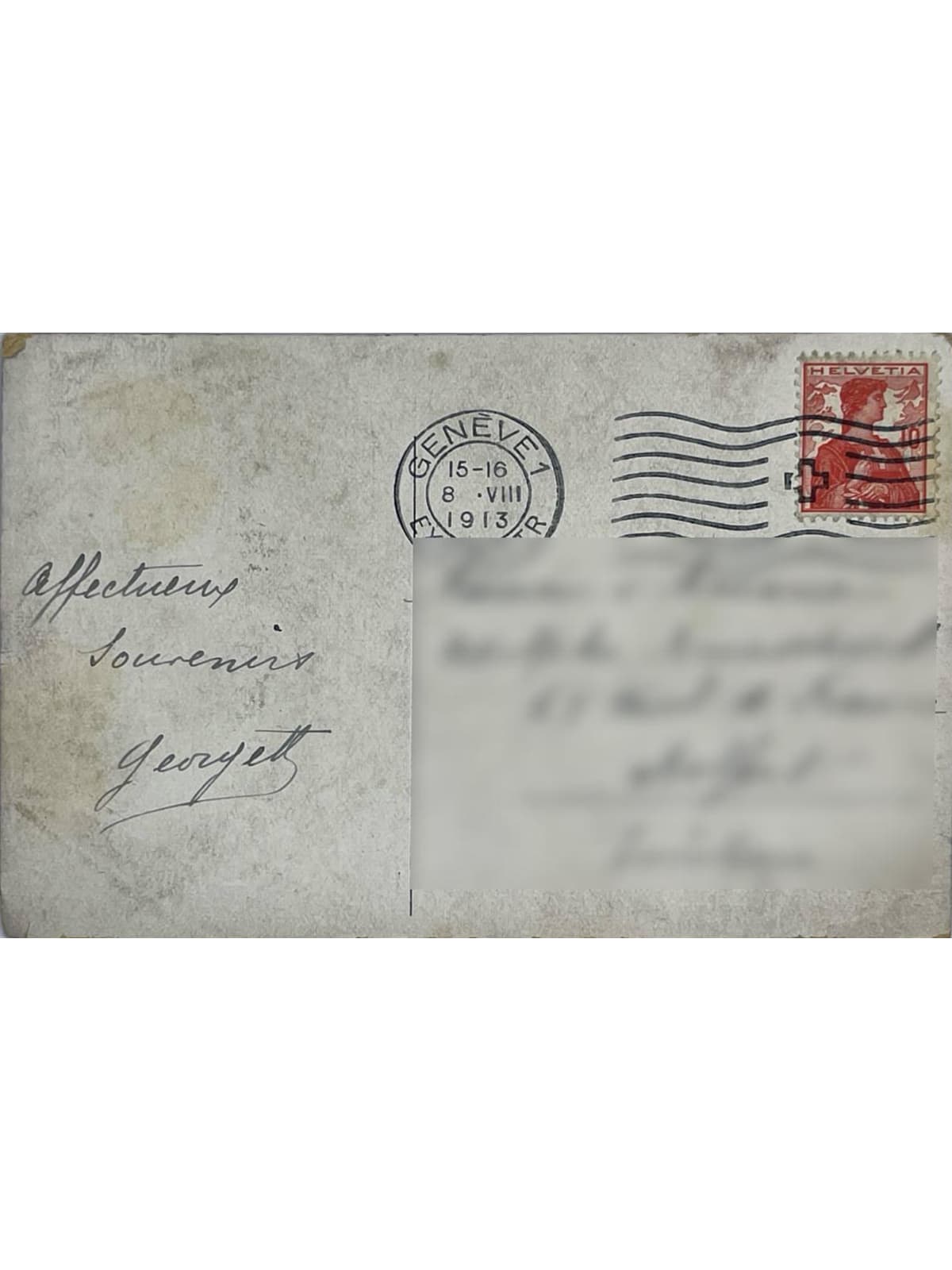 Verso de la carte postale