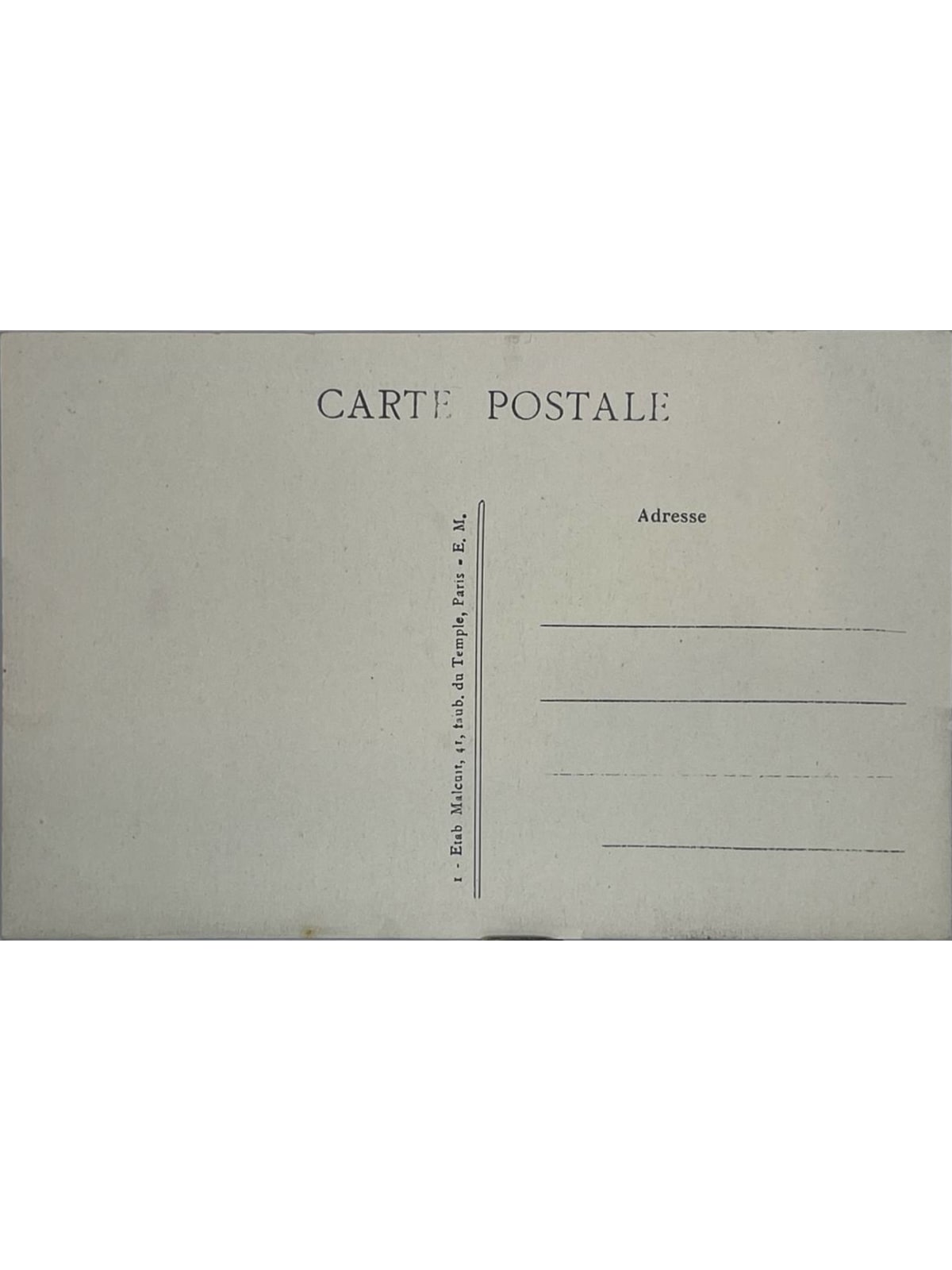 Verso de la carte postale