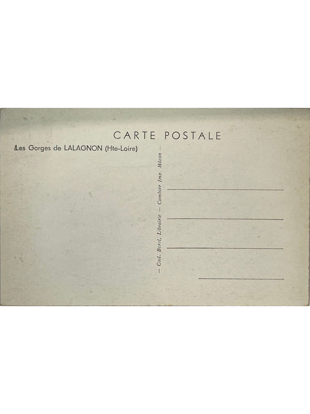 Verso de la carte postale