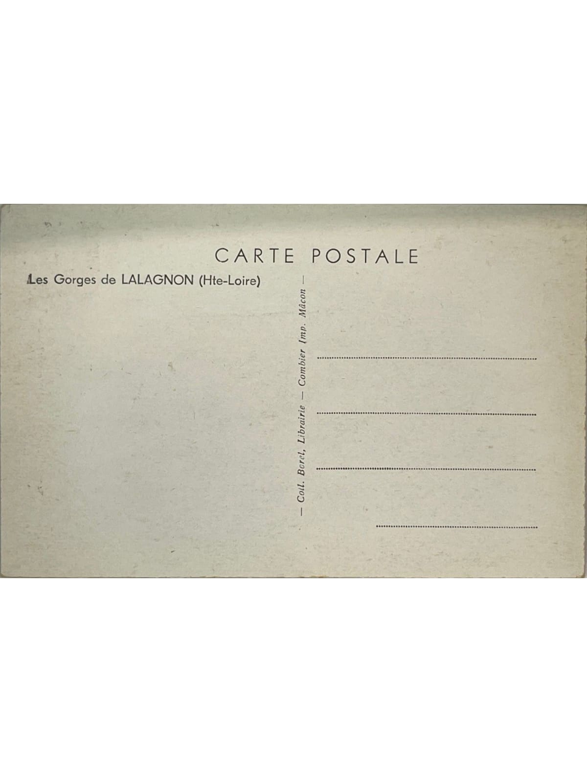Verso de la carte postale