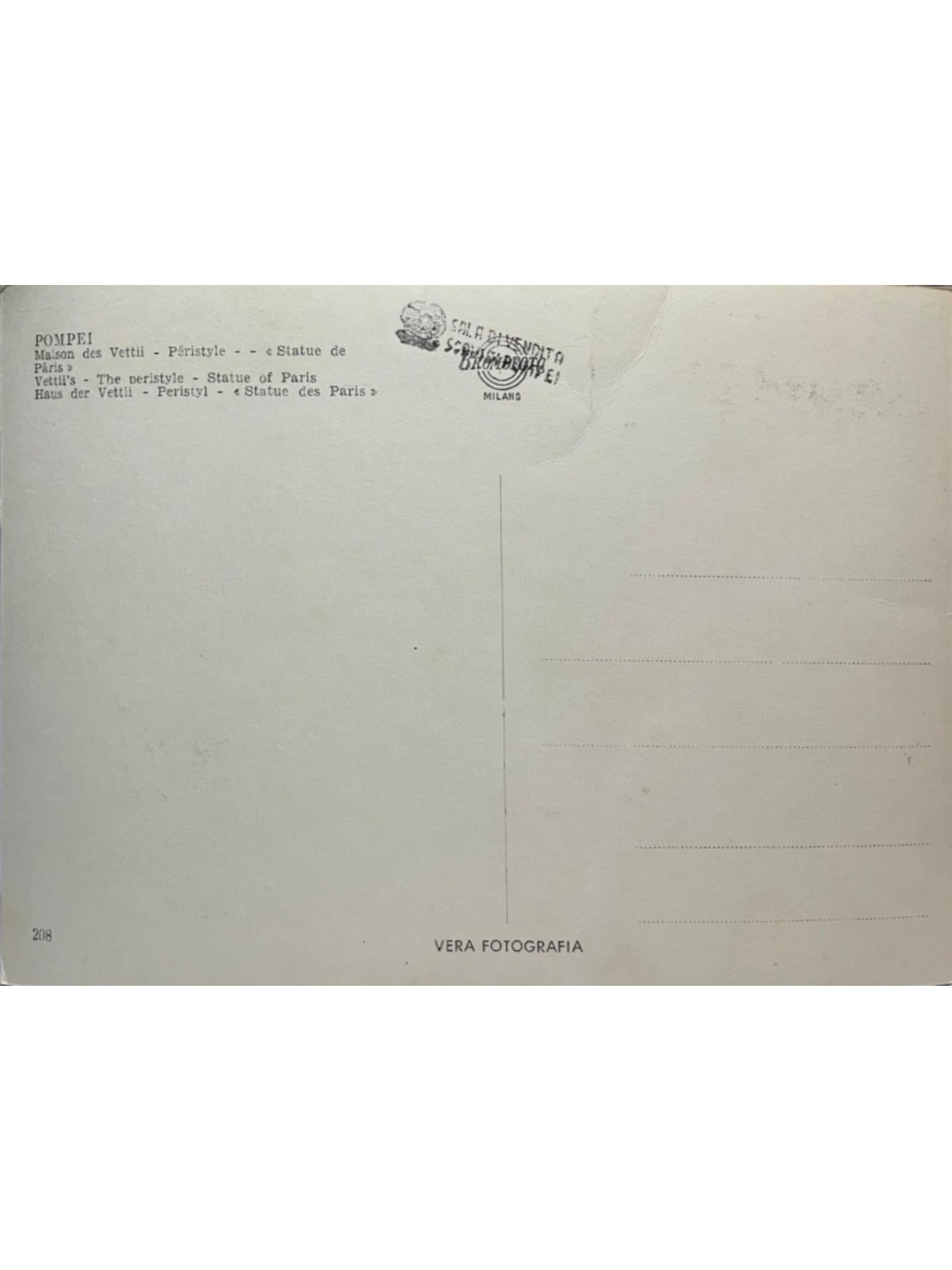 Verso de la carte postale