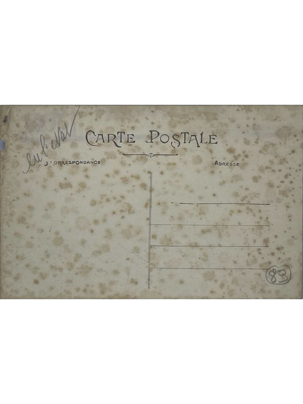 Verso de la carte postale