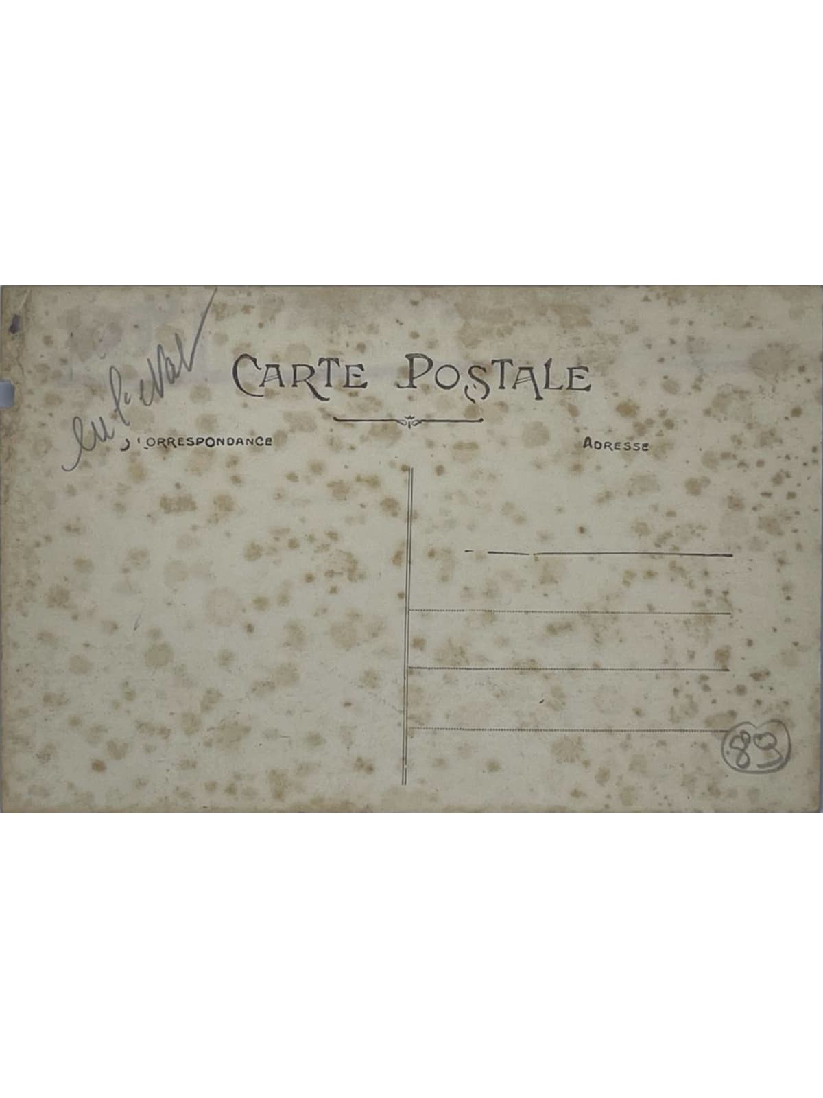 Verso de la carte postale