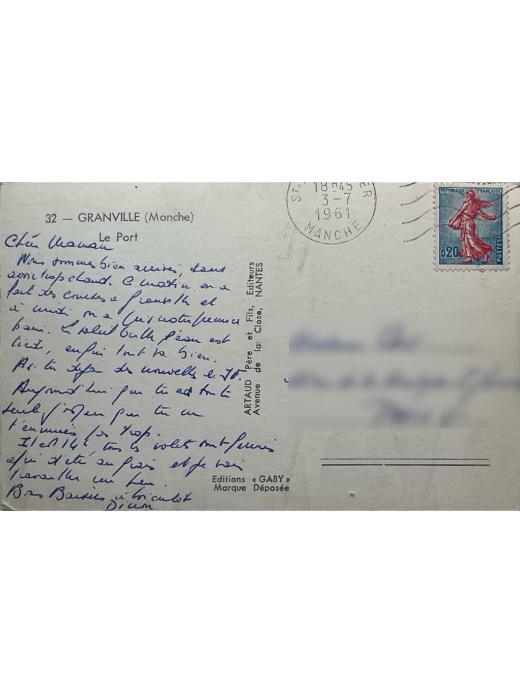Verso de la carte postale