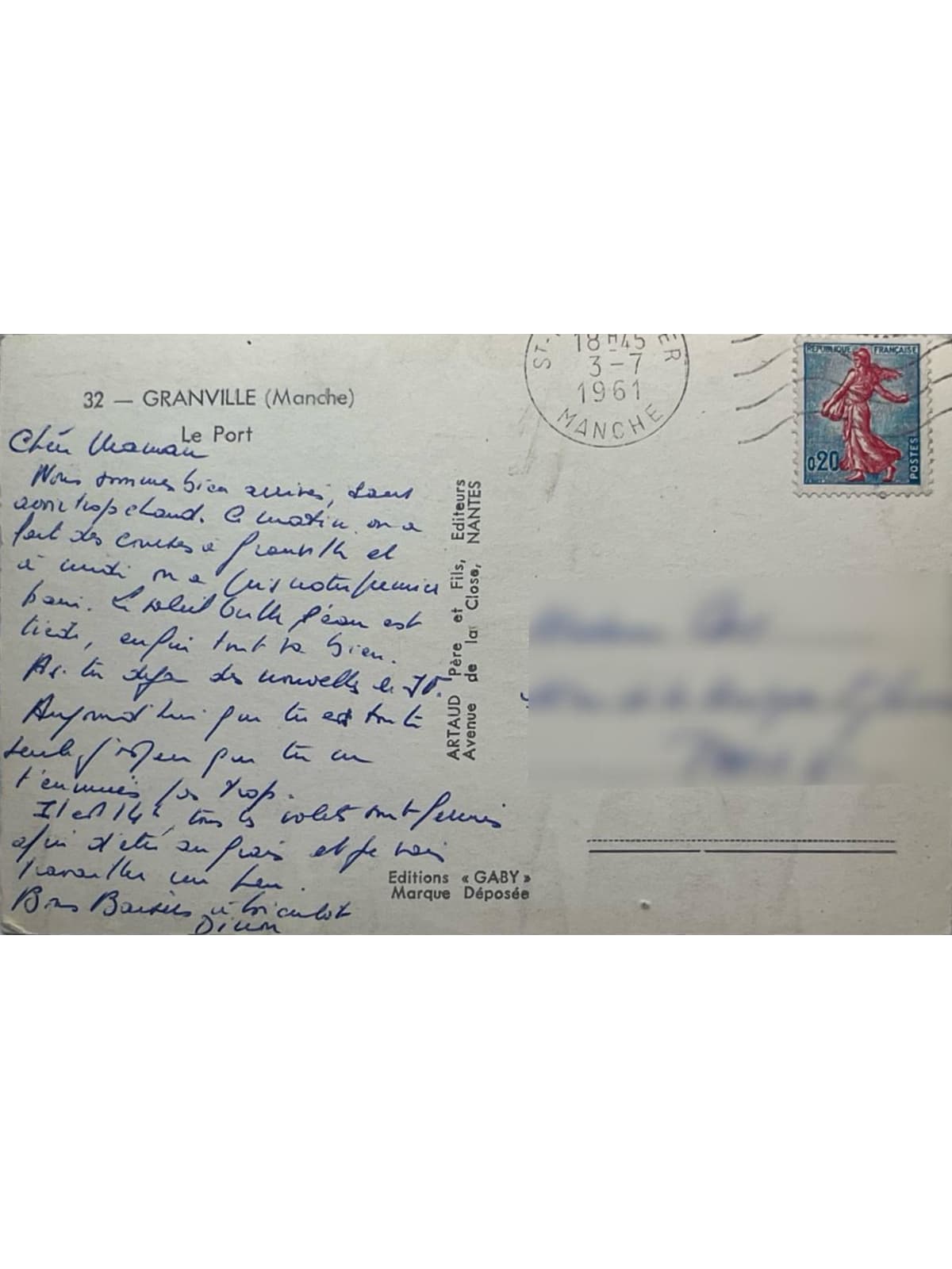 Verso de la carte postale