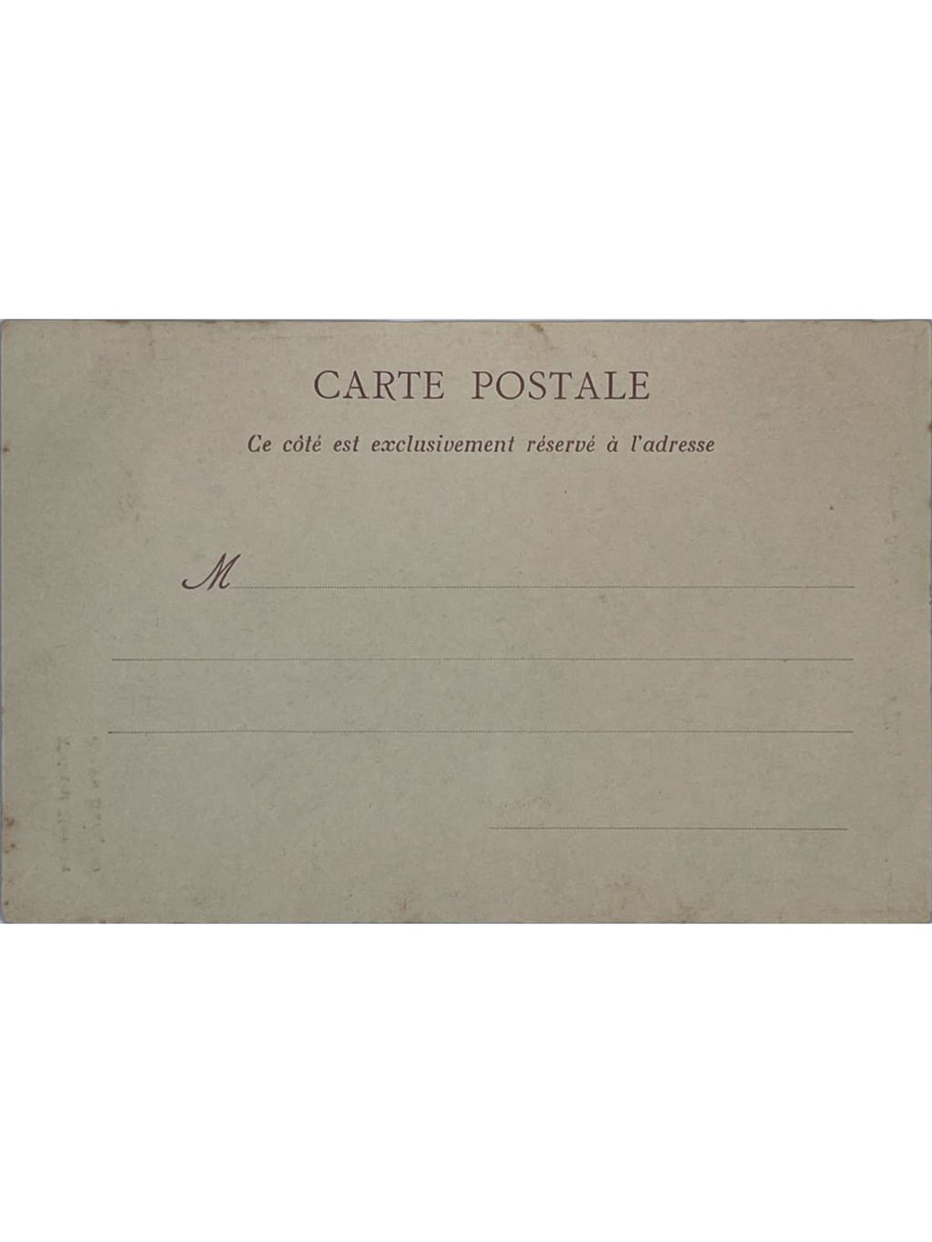 Verso de la carte postale