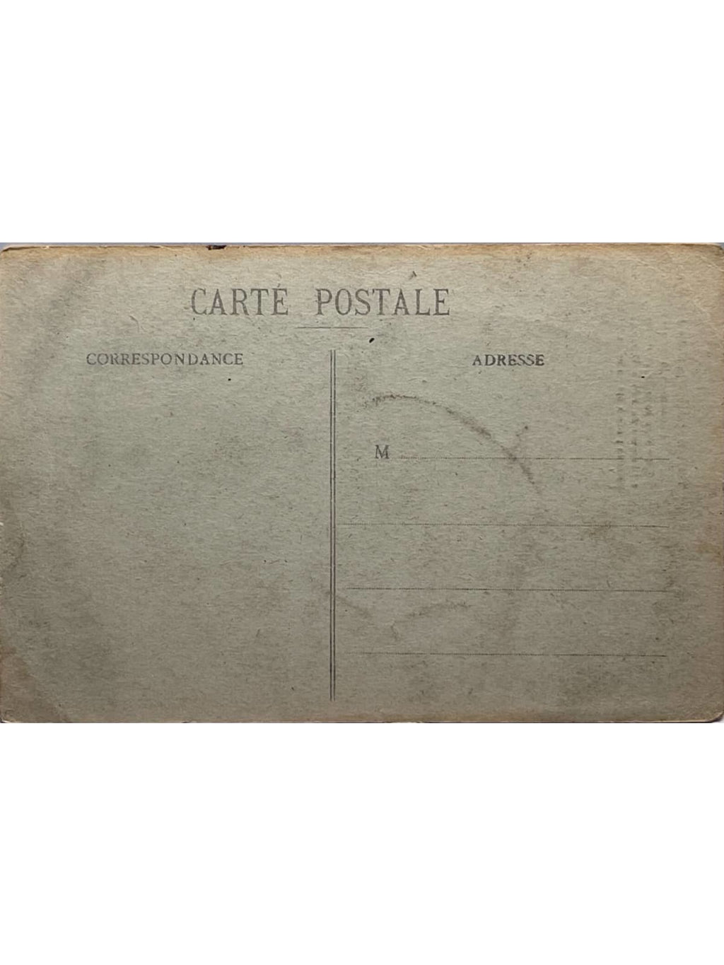 Verso de la carte postale