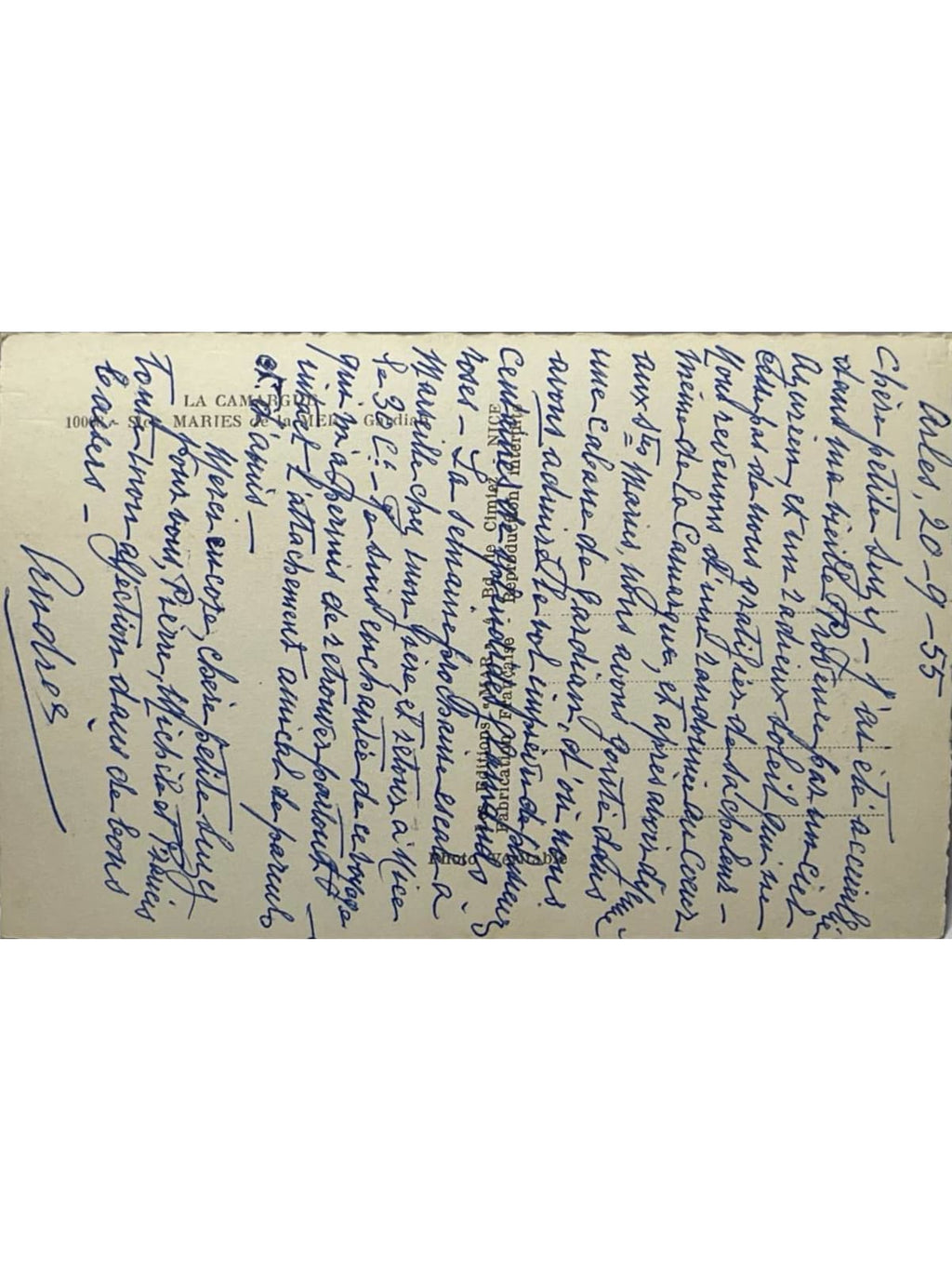 Verso de la carte postale