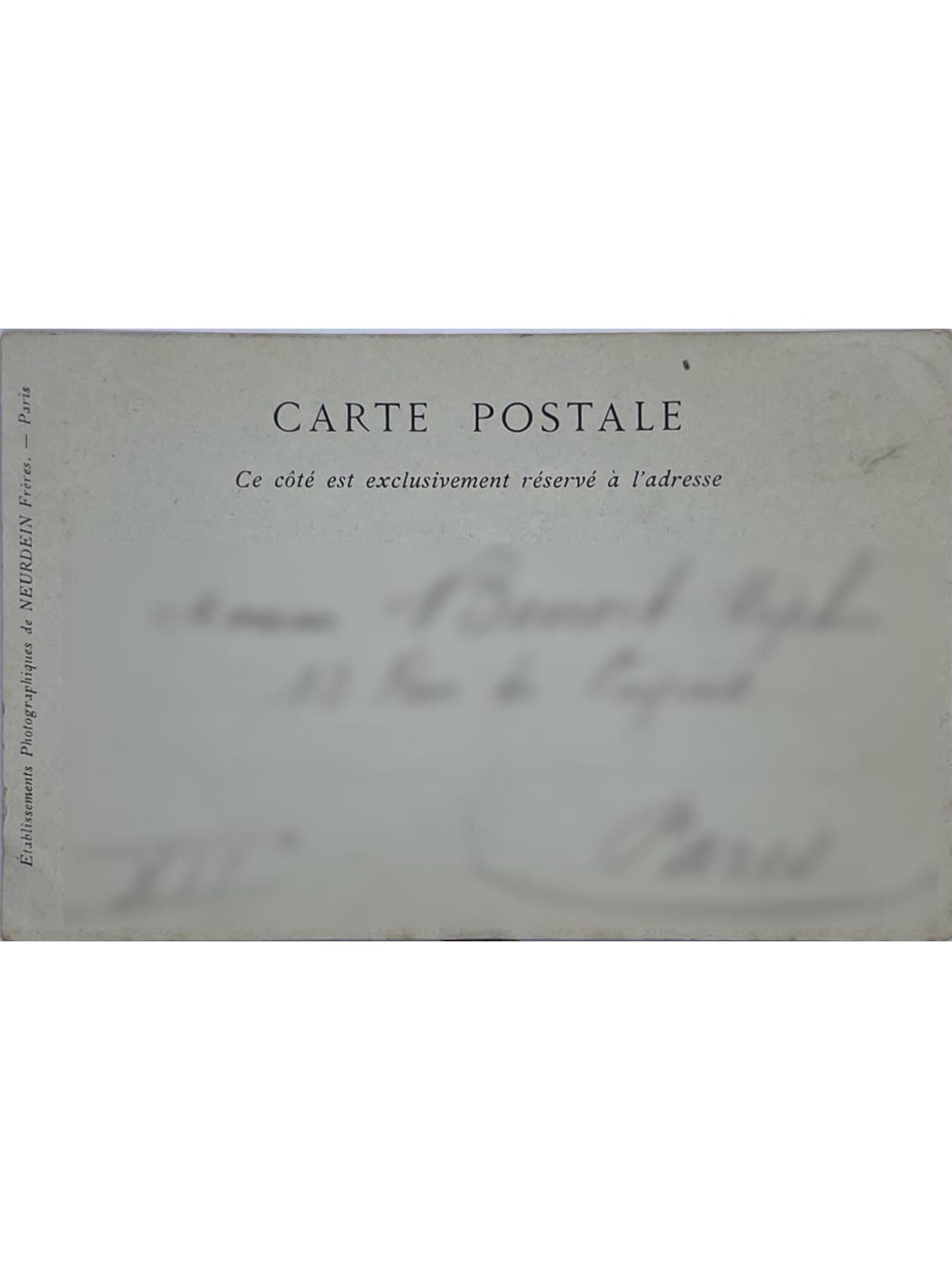 Verso de la carte postale