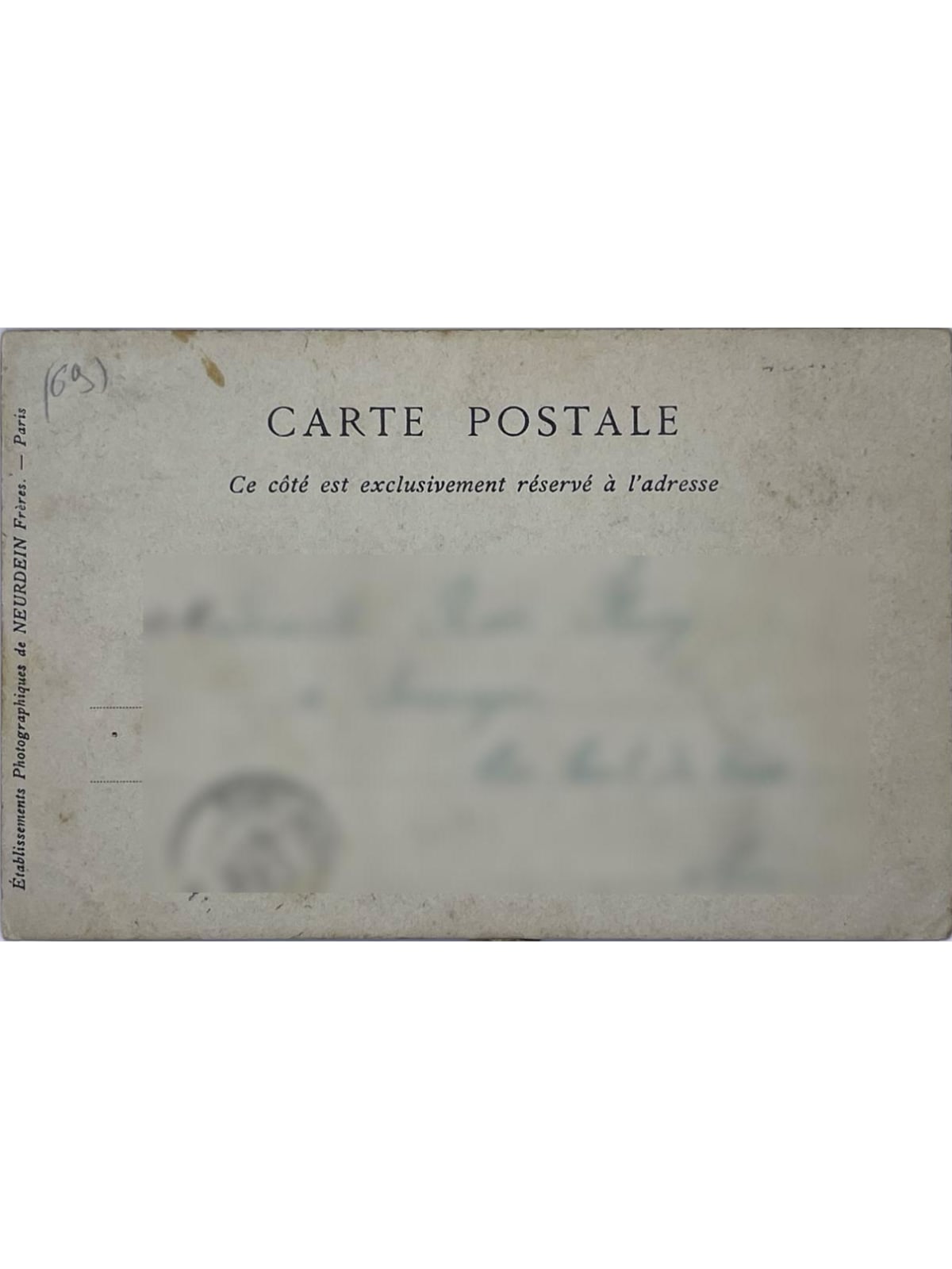 Verso de la carte postale
