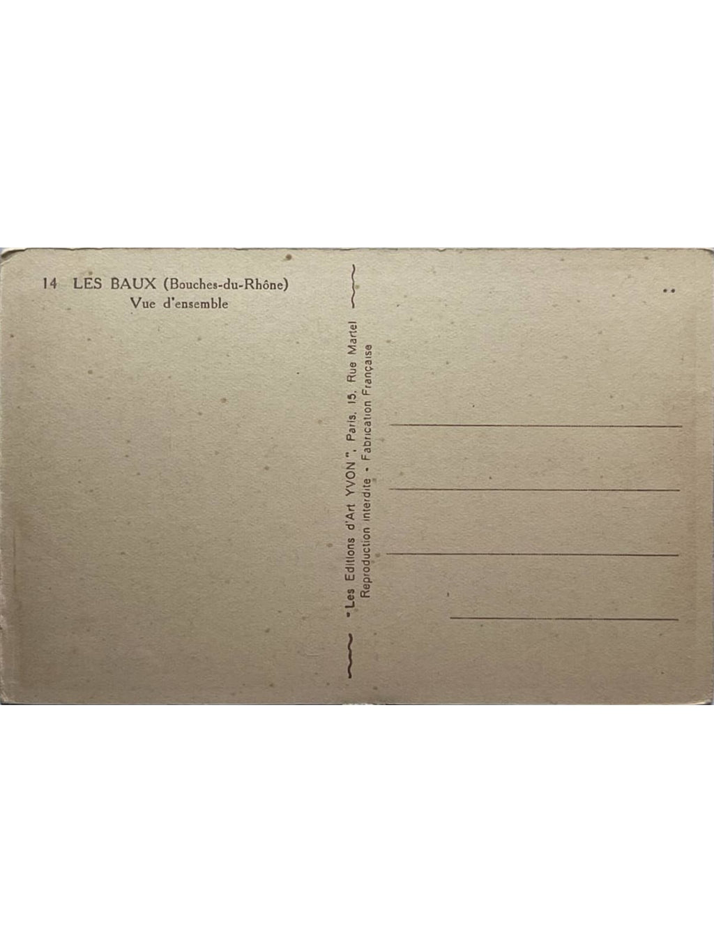 Verso de la carte postale