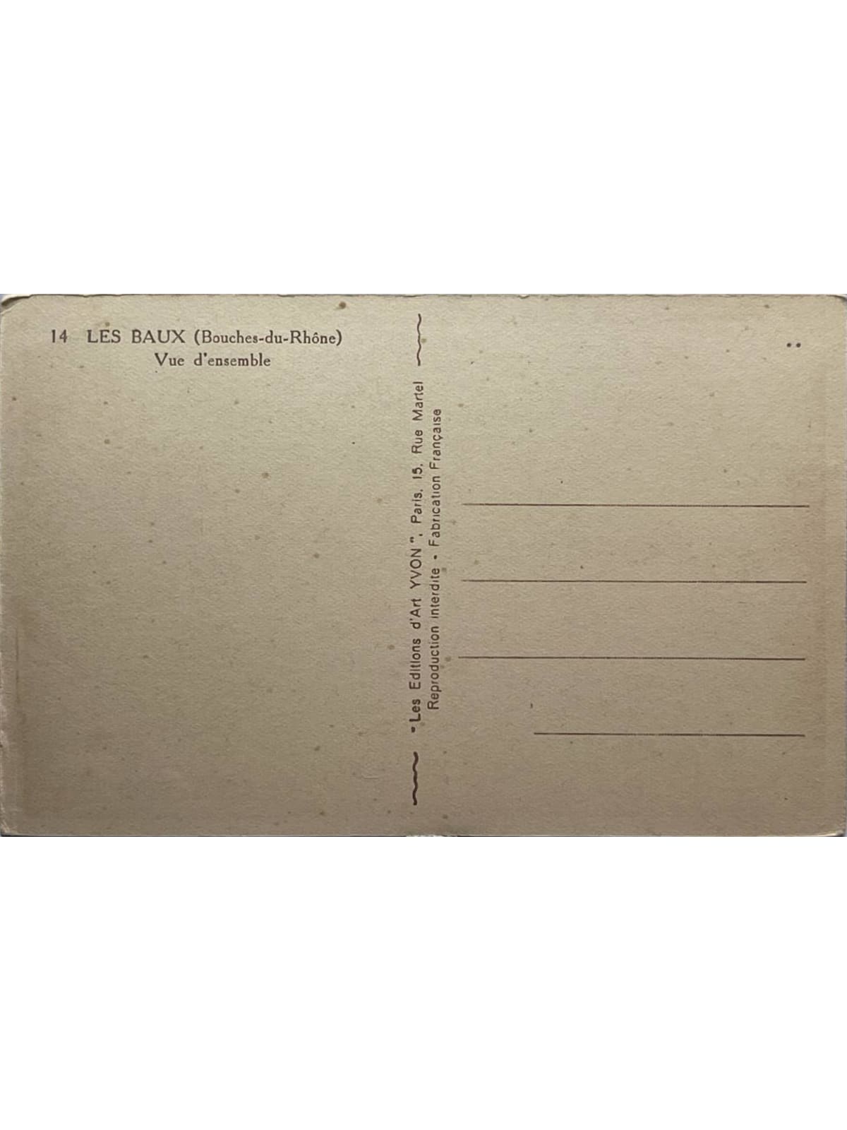 Verso de la carte postale