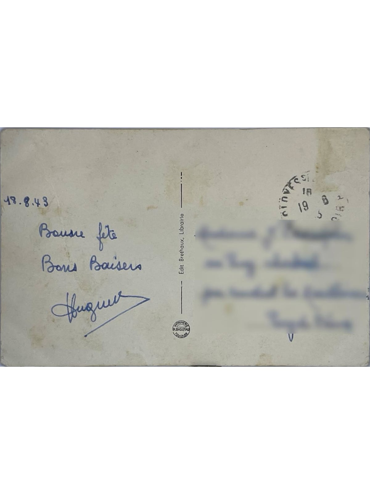 Verso de la carte postale