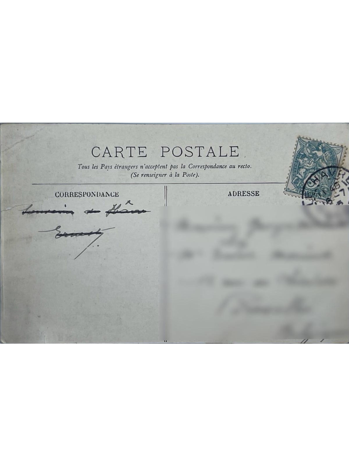 Verso de la carte postale