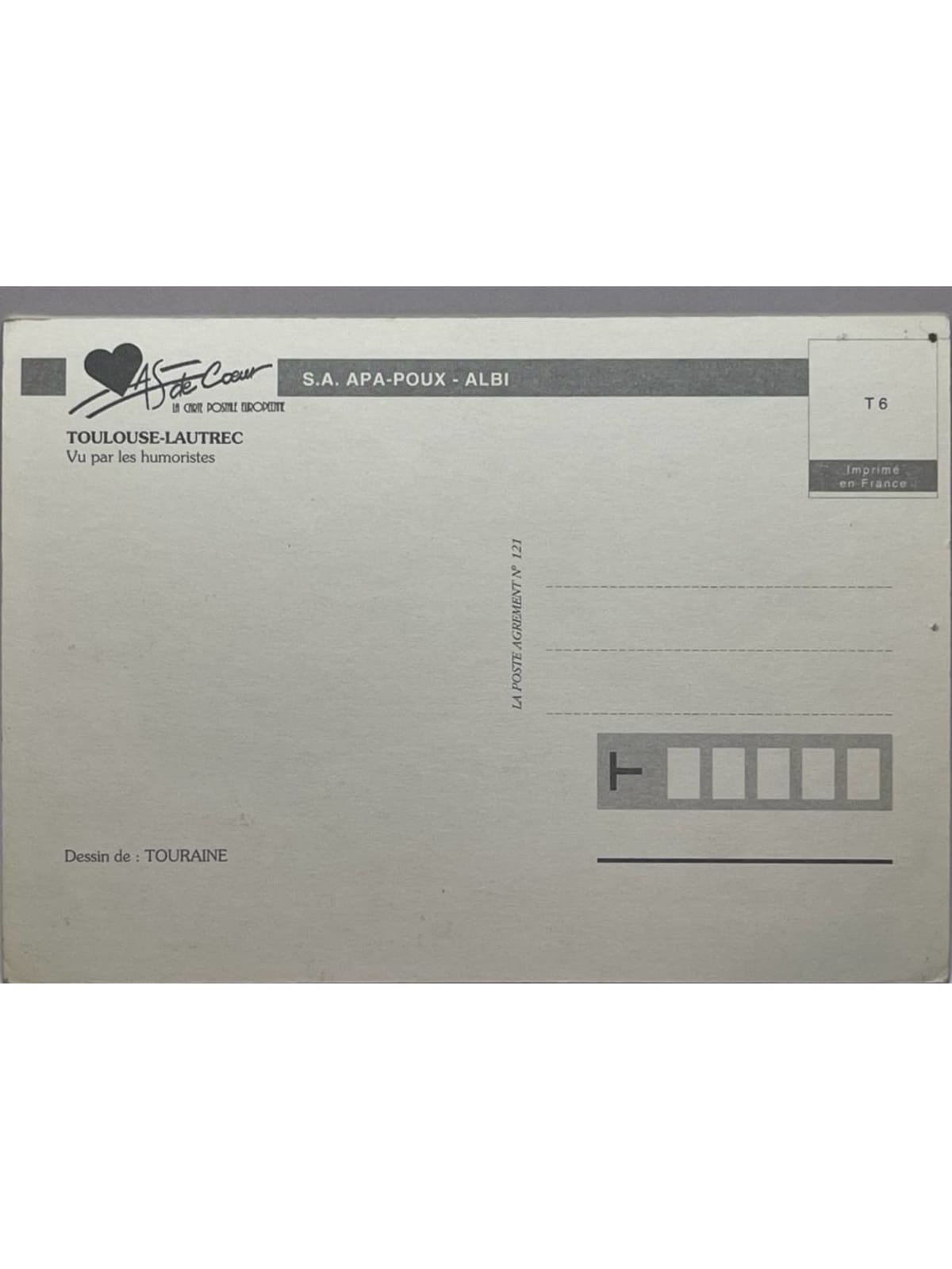 Verso de la carte postale