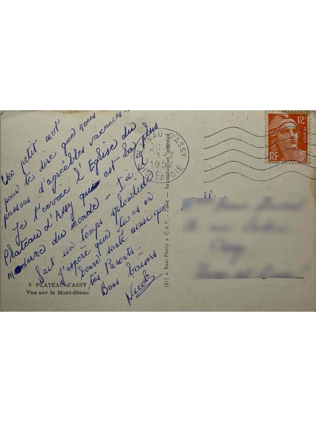 Verso de la carte postale