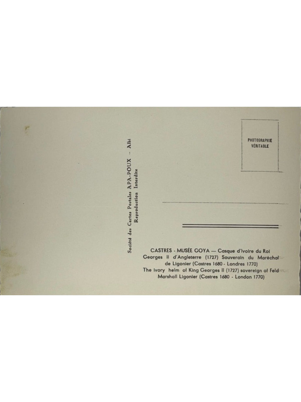 Verso de la carte postale