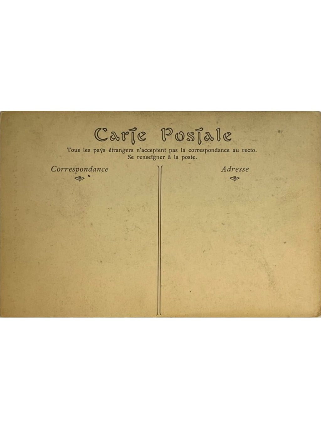 Verso de la carte postale