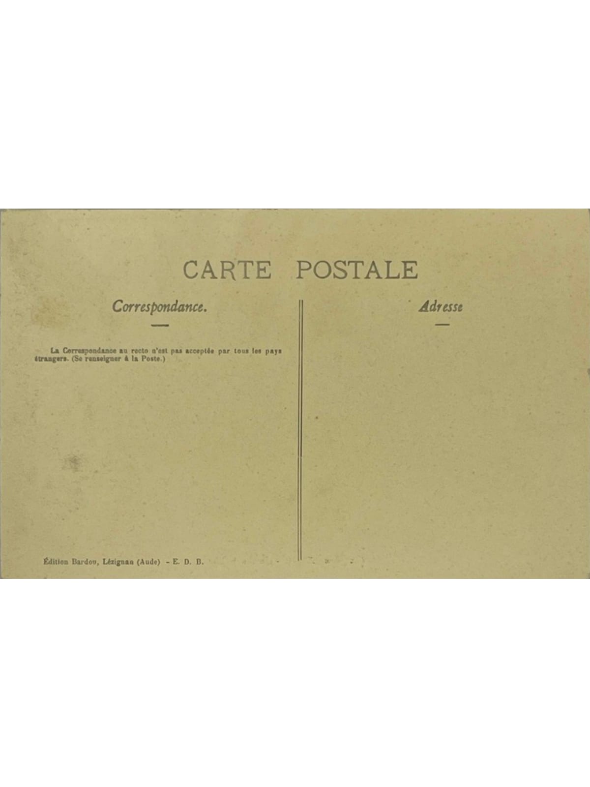 Verso de la carte postale