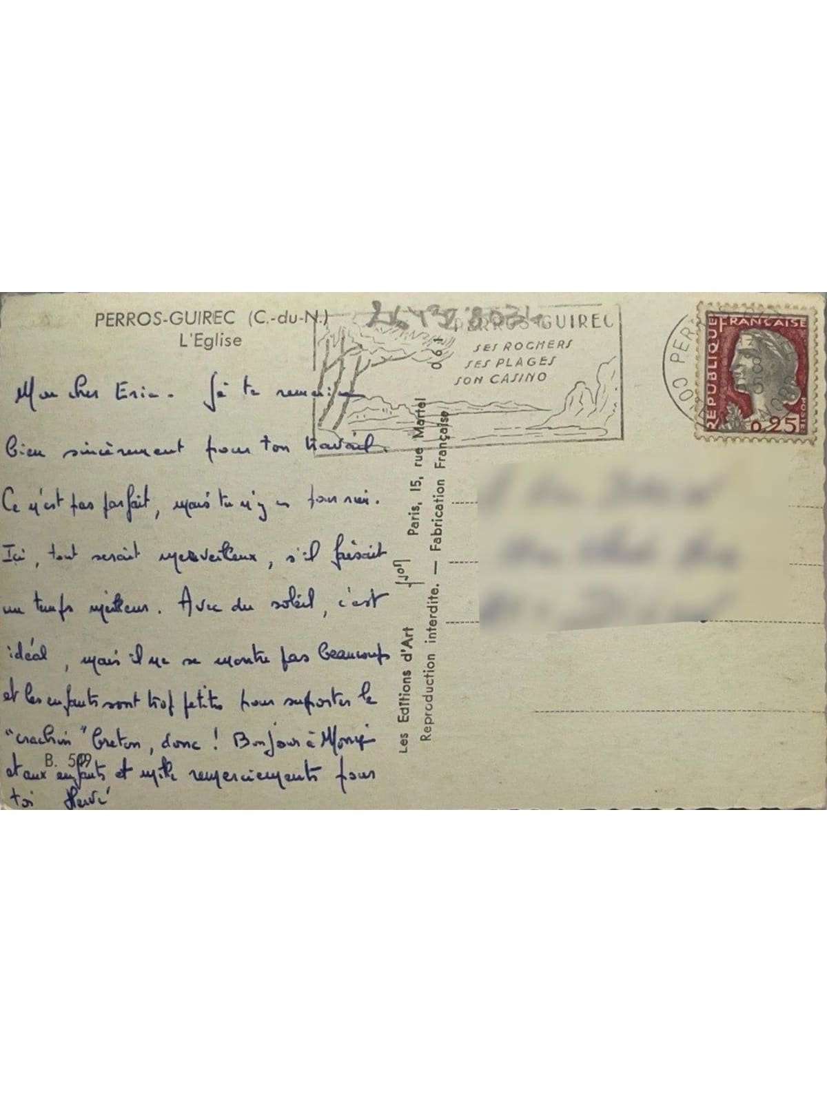 Verso de la carte postale