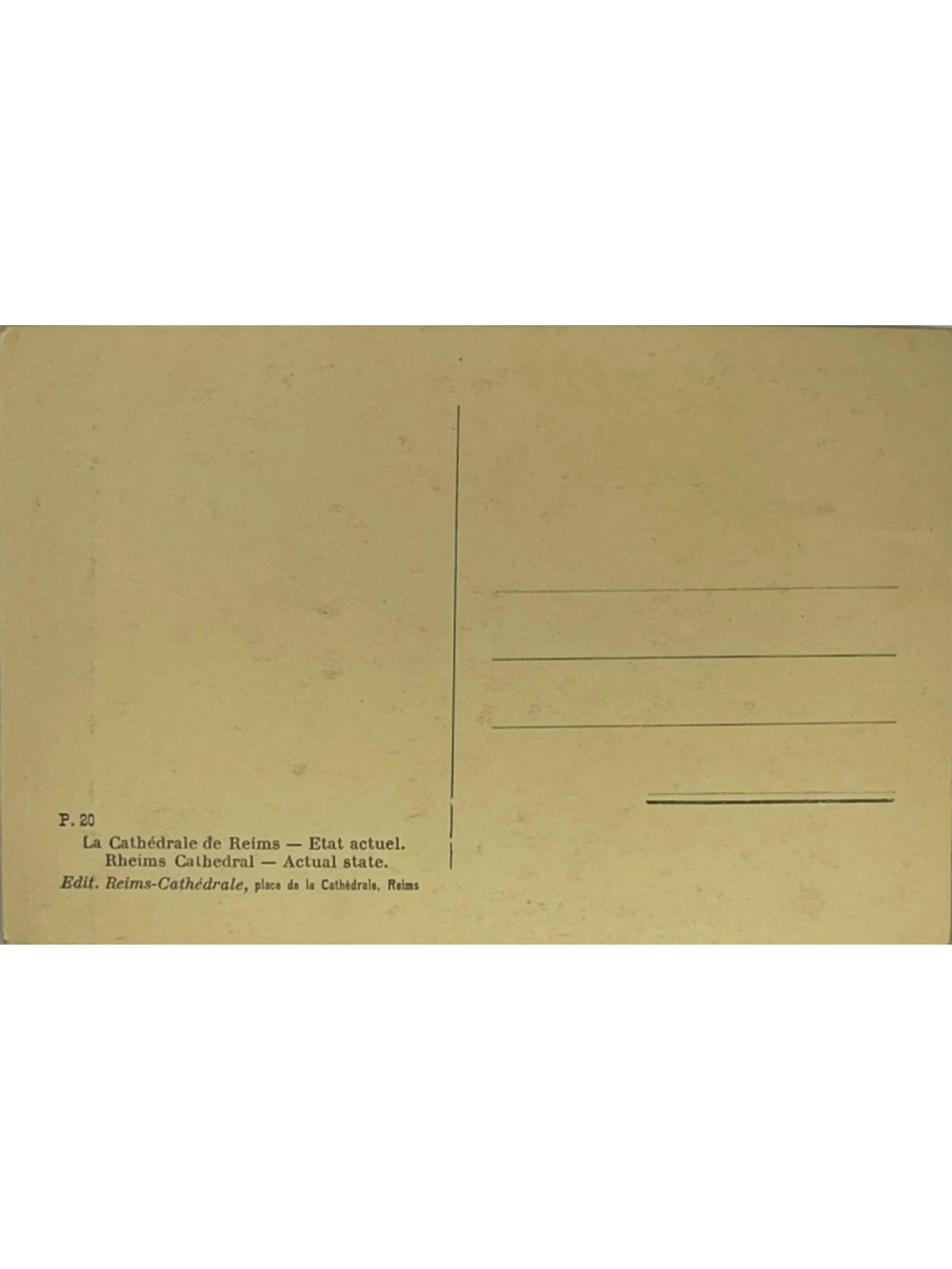 Verso de la carte postale