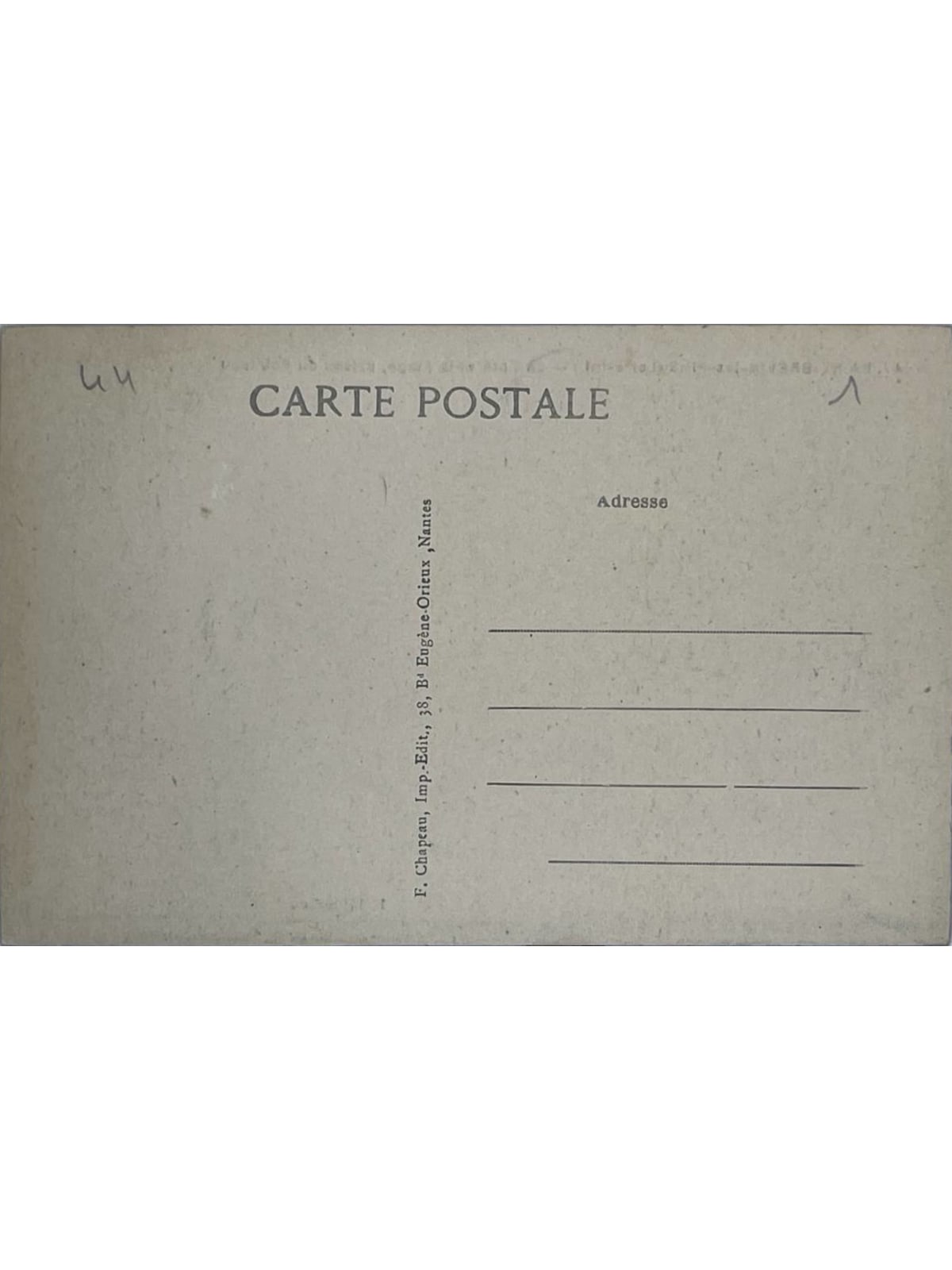 Verso de la carte postale