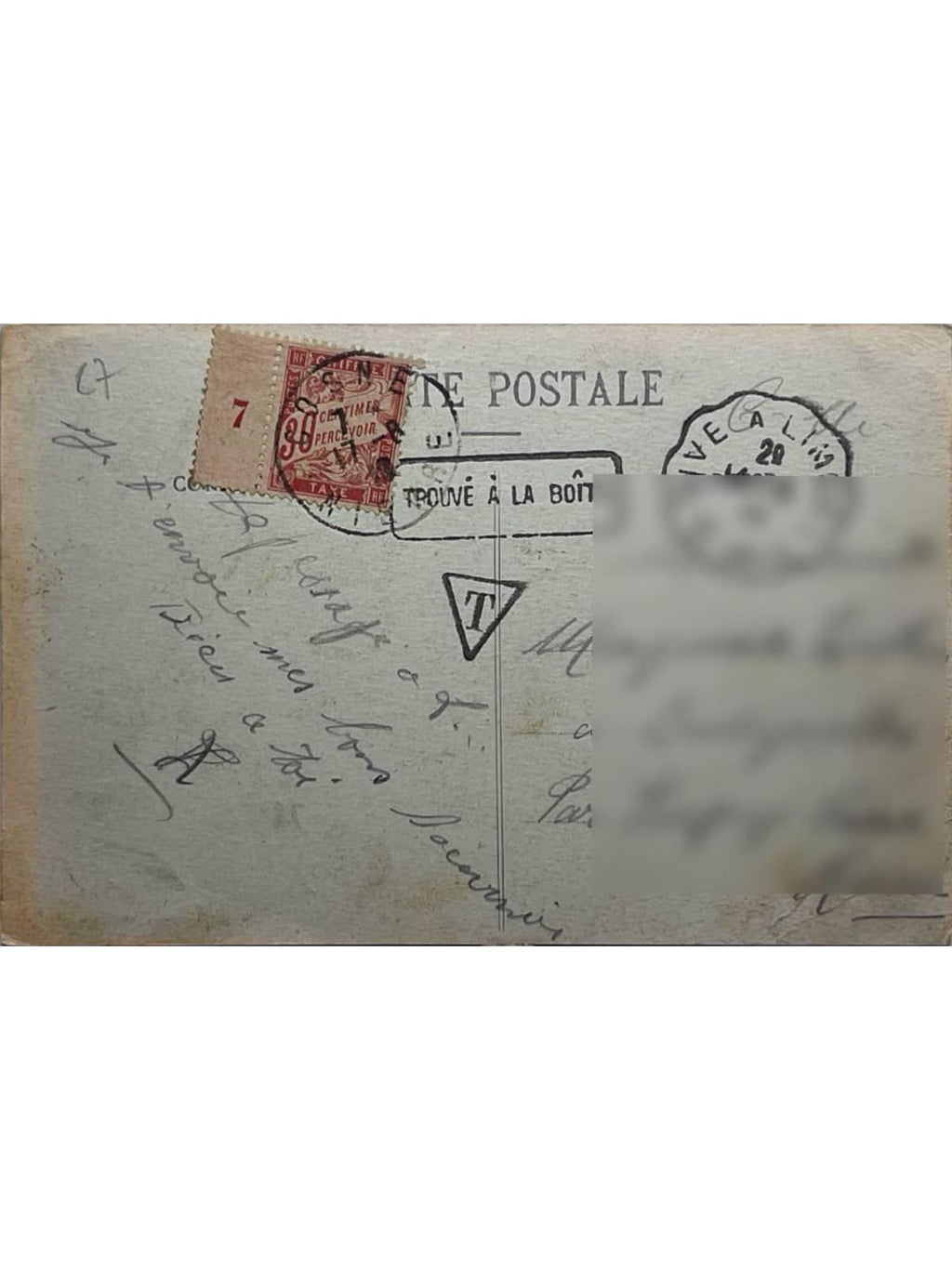 Verso de la carte postale