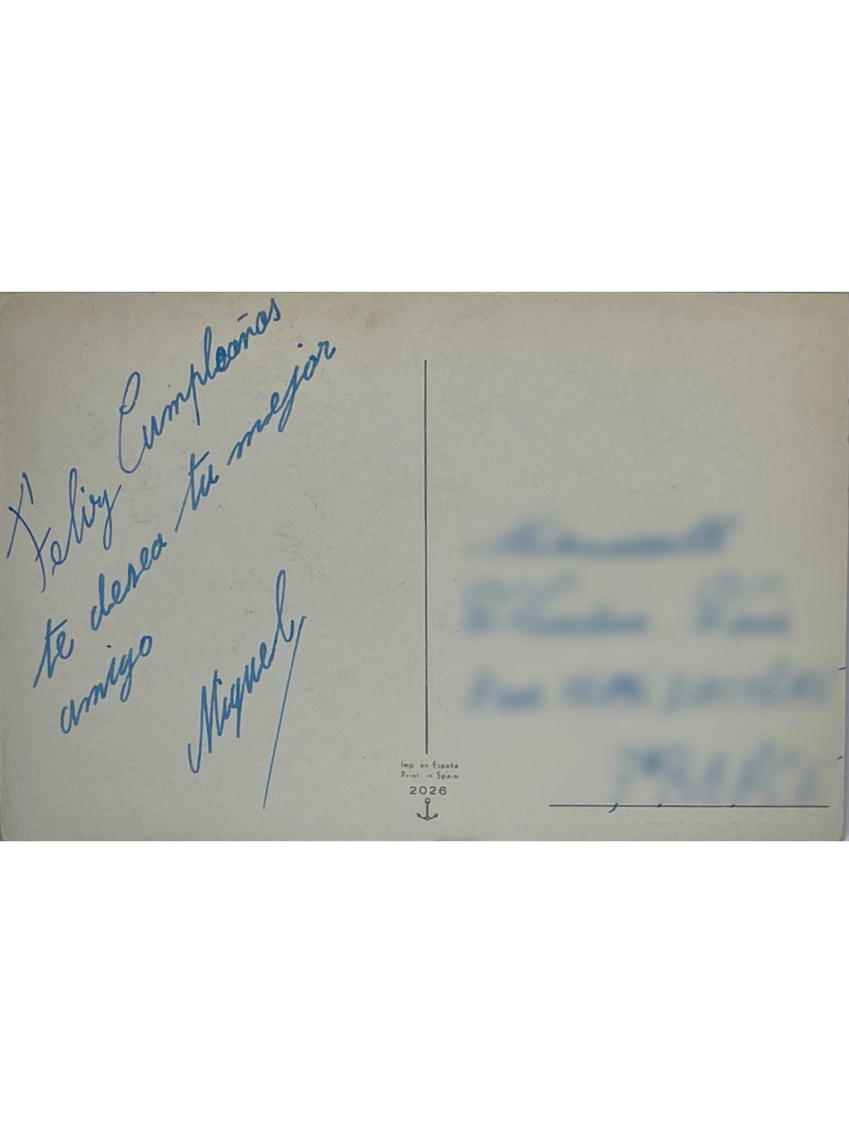 Verso de la carte postale