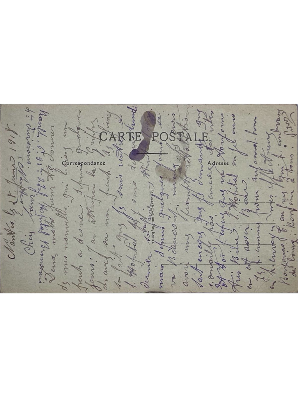 Verso de la carte postale