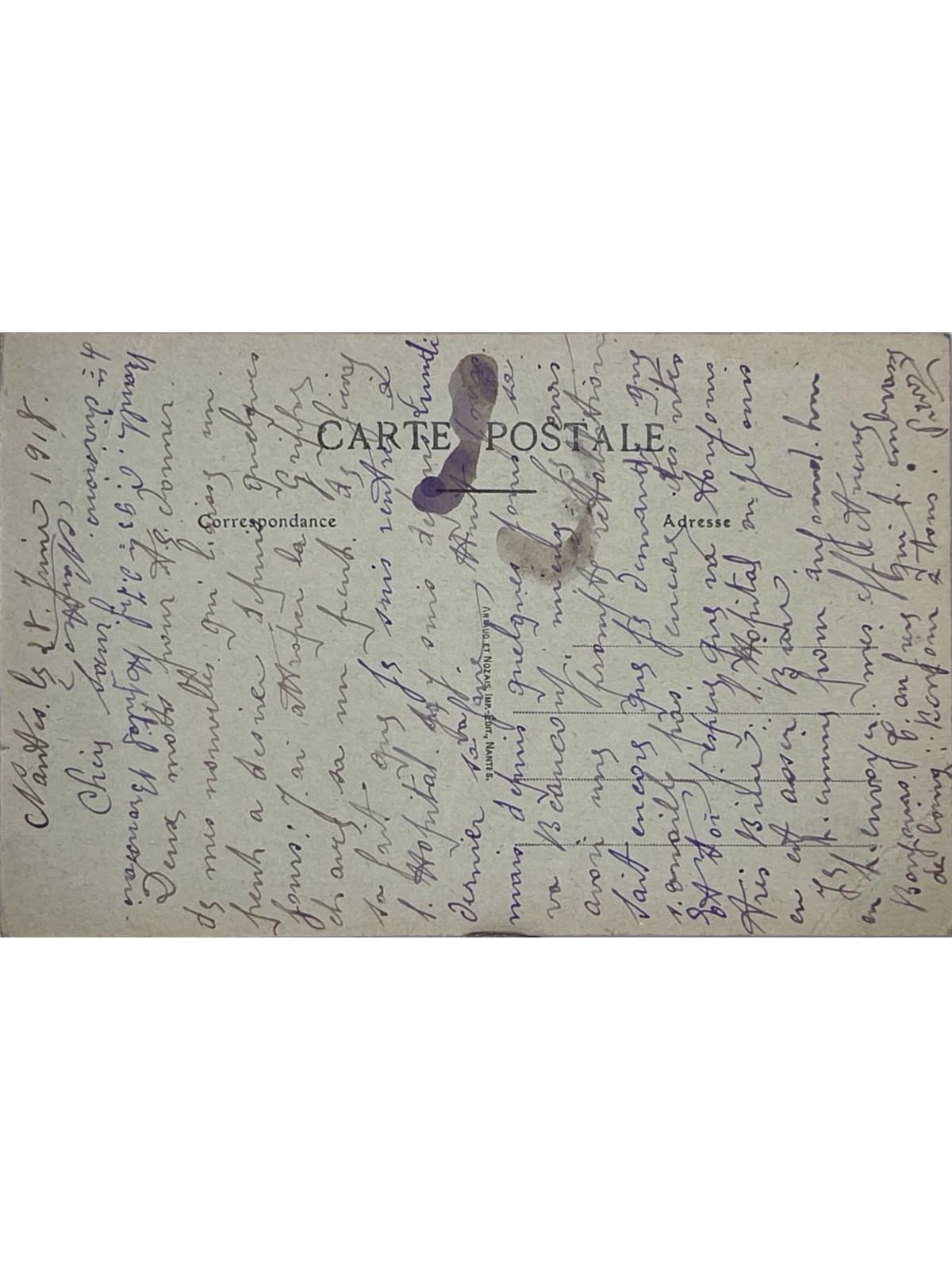 Verso de la carte postale