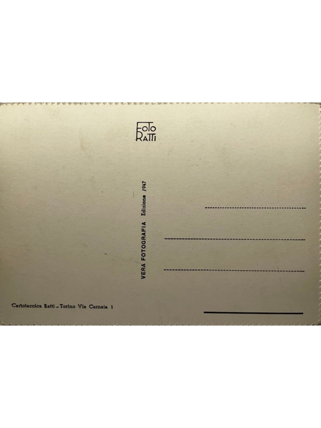 Verso de la carte postale