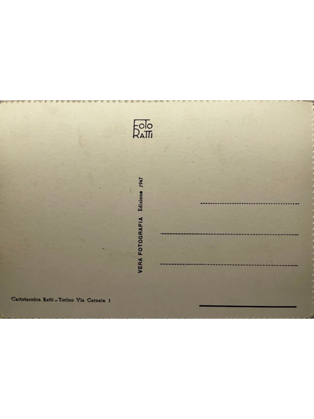 Verso de la carte postale