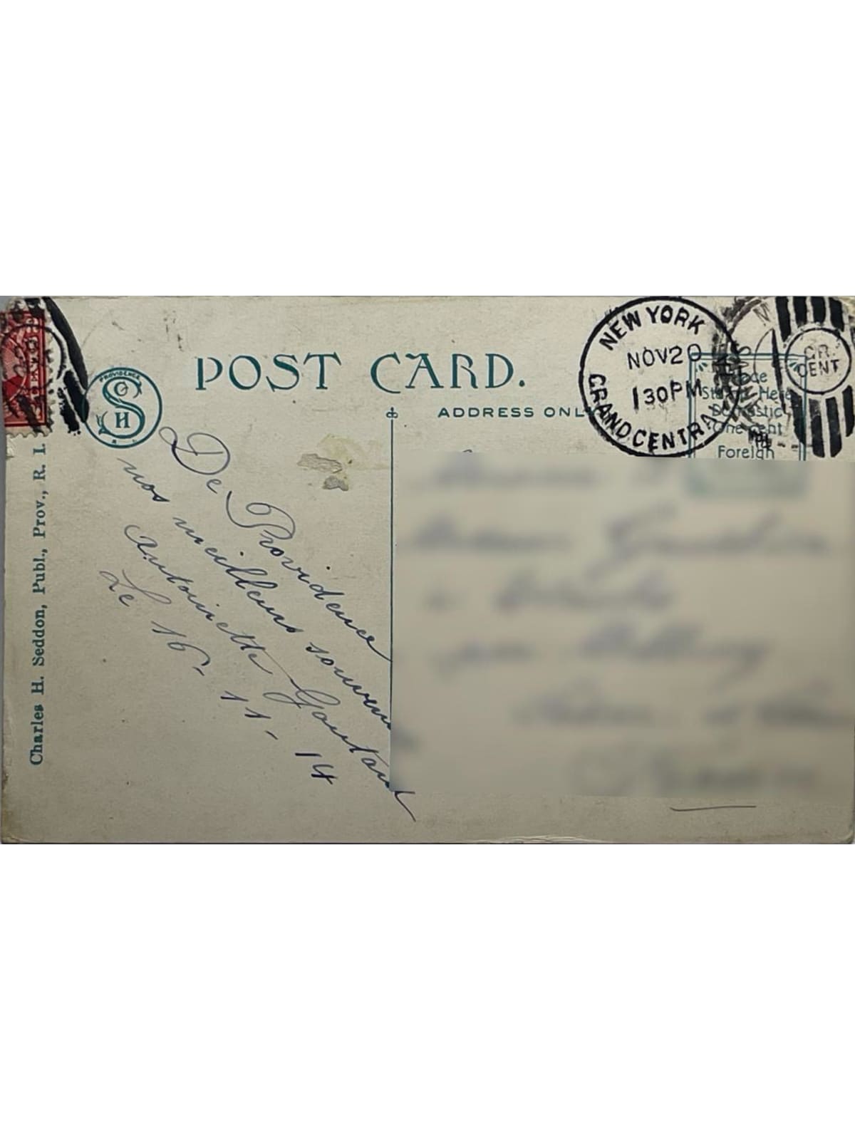 Verso de la carte postale