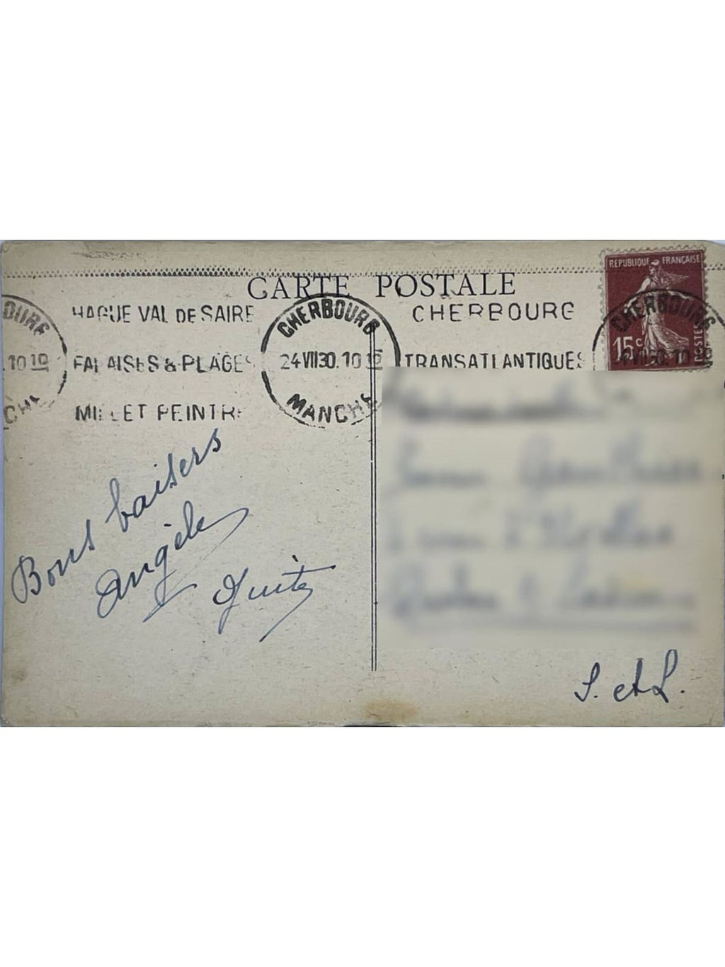 Verso de la carte postale