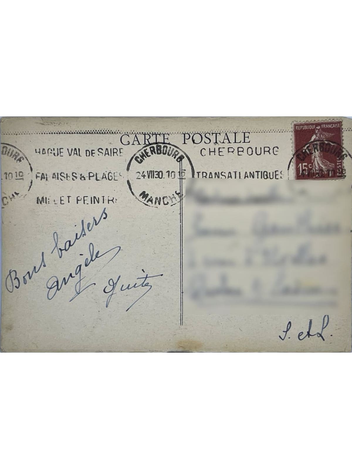 Verso de la carte postale