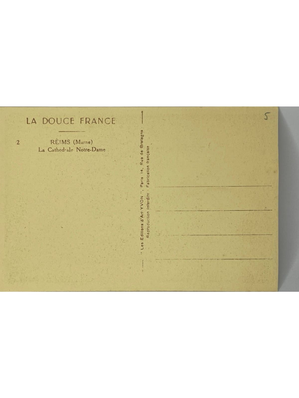 Verso de la carte postale