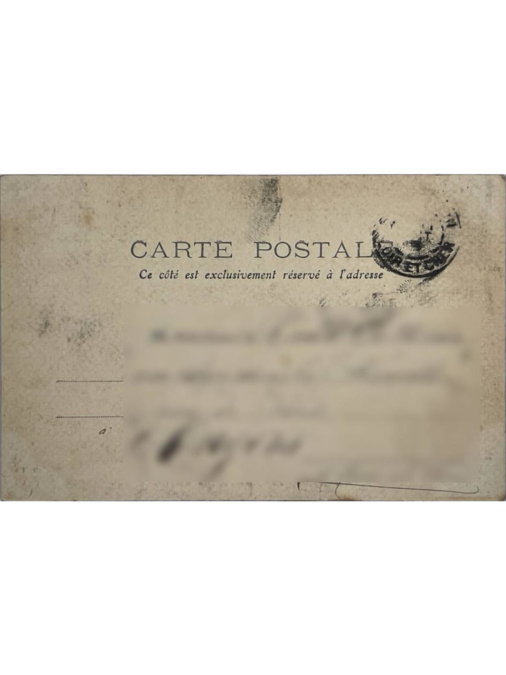 Verso de la carte postale