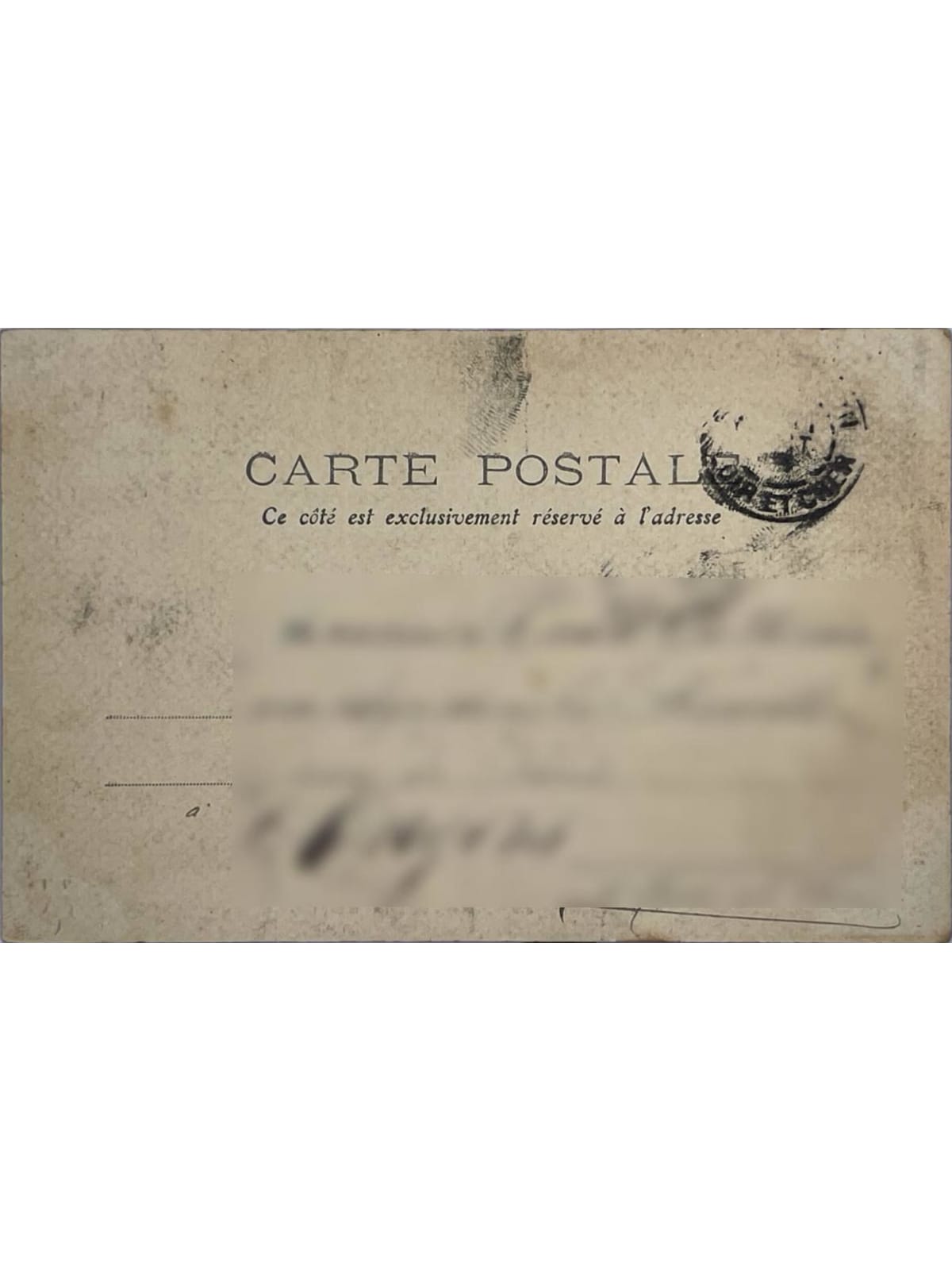 Verso de la carte postale