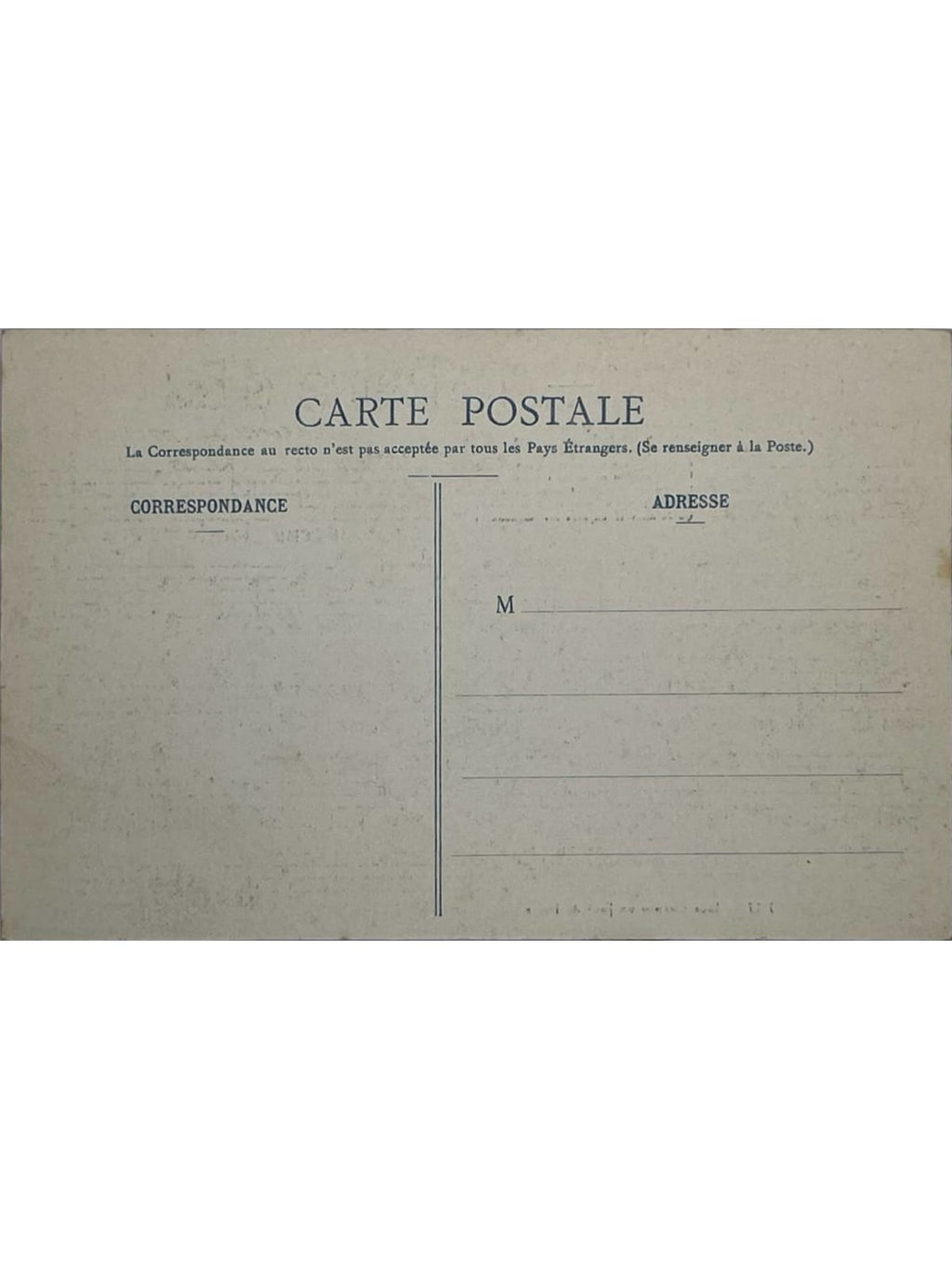 Verso de la carte postale
