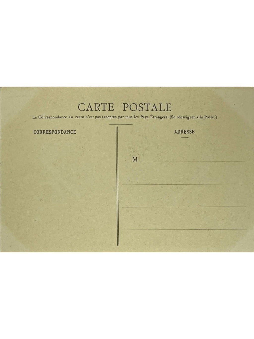 Verso de la carte postale