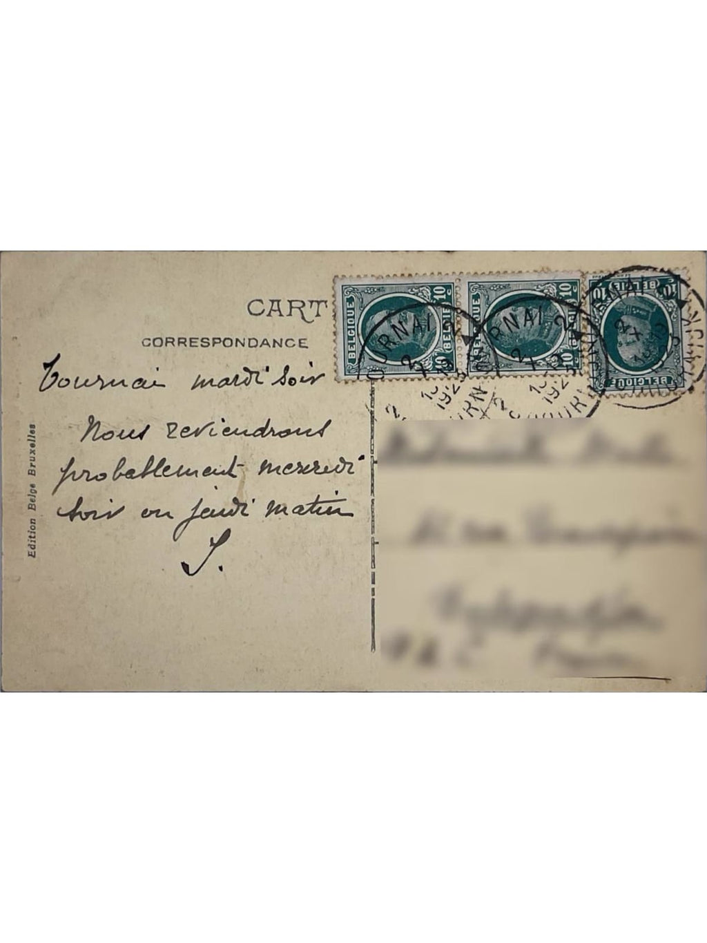 Verso de la carte postale