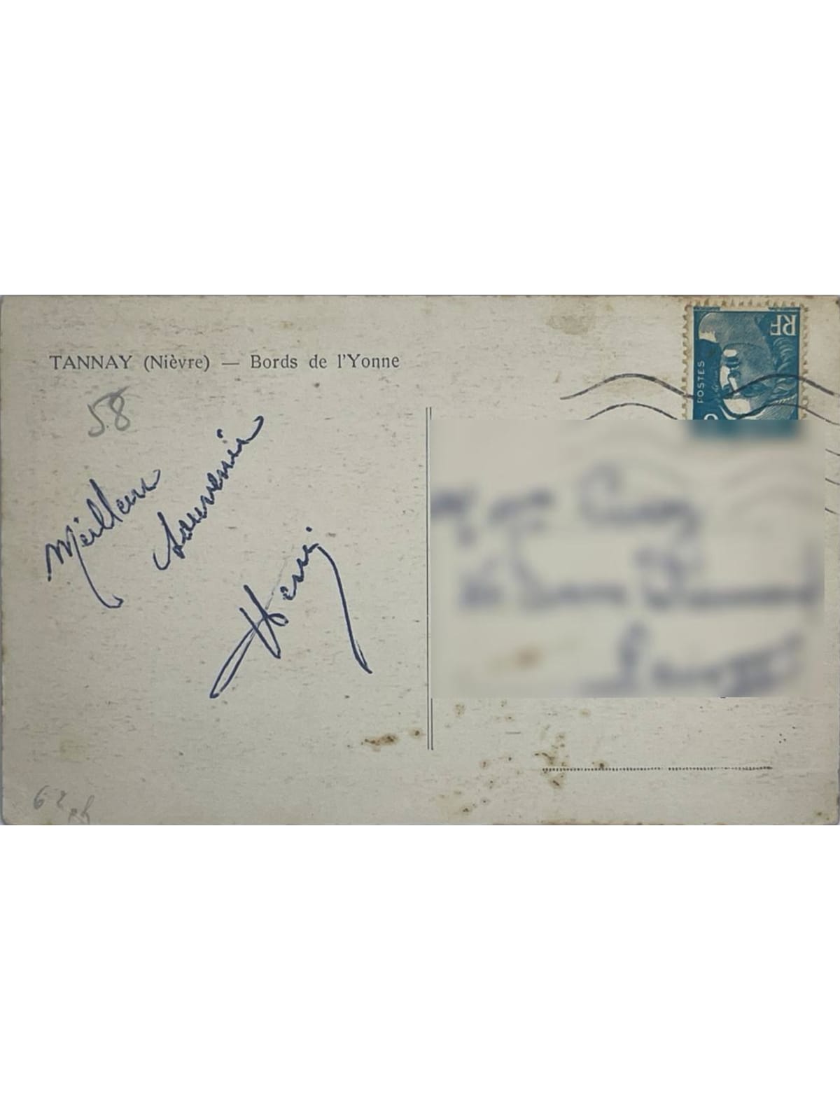 Verso de la carte postale