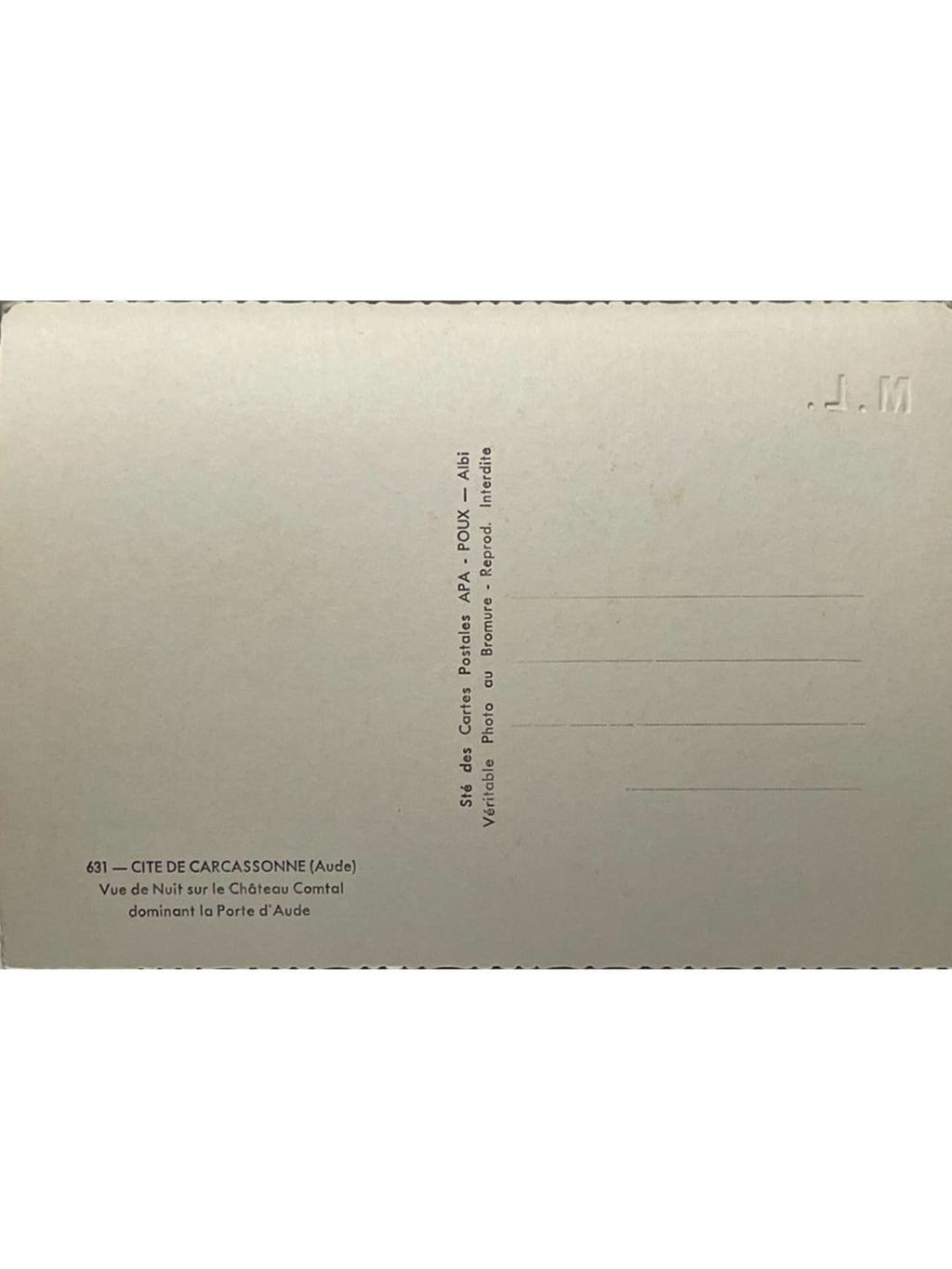 Verso de la carte postale