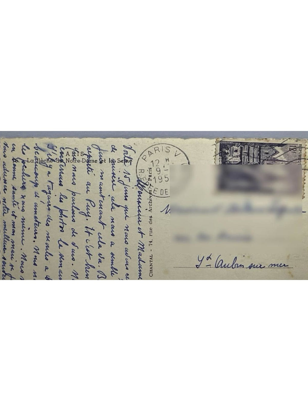 Verso de la carte postale