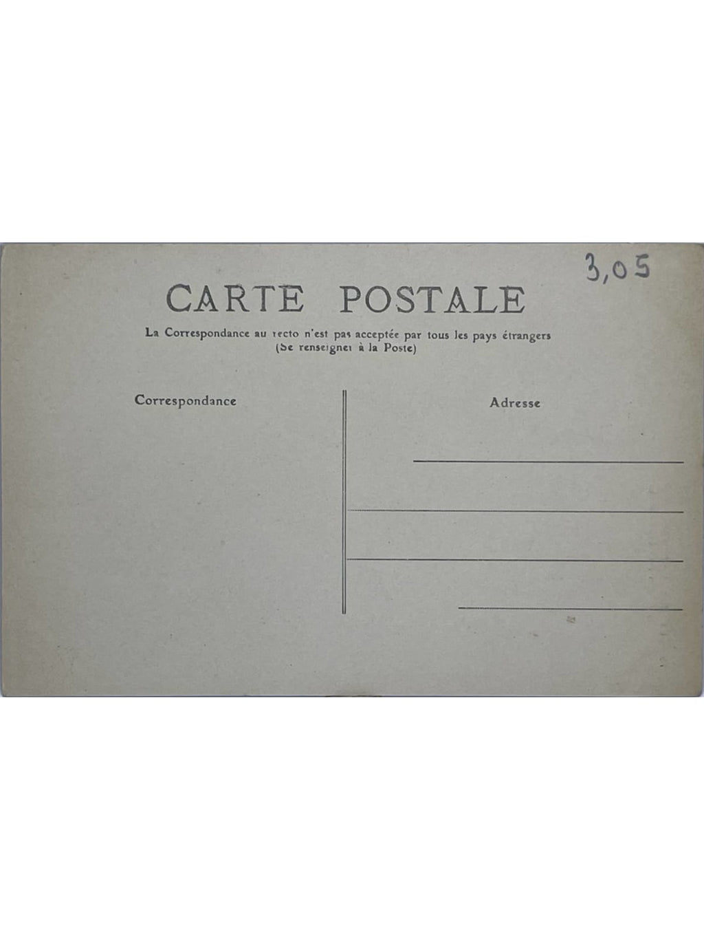 Verso de la carte postale