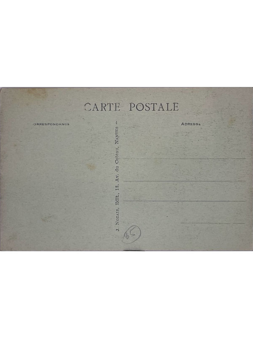 Verso de la carte postale