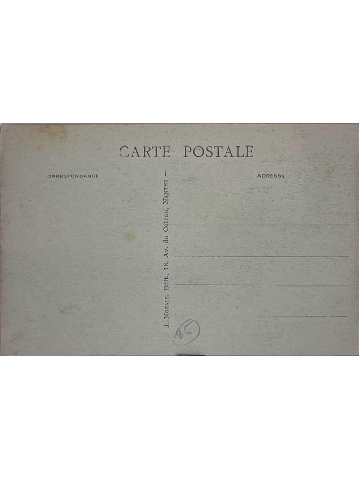 Verso de la carte postale